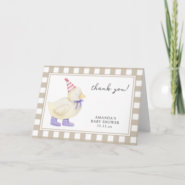 Süße Entenküken-Baby-Shower-Dankeschön Dankeskarte (Vorderseite)