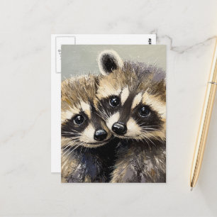 Süße entzückende Baby-Waschbären Postkarte