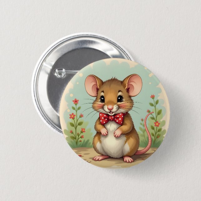 Süße entzückende kleine Maus mit Krawatte Button (Vorne & Hinten)