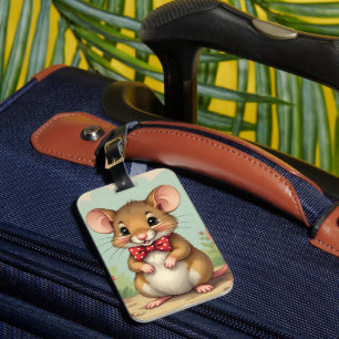 Süße entzückende kleine Maus mit Krawatte Gepäckanhänger