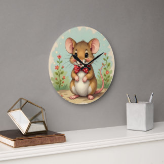 Süße entzückende kleine Maus mit Krawatte Große Wanduhr