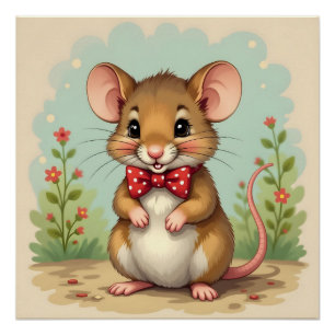Süße entzückende kleine Maus mit Krawatte Poster