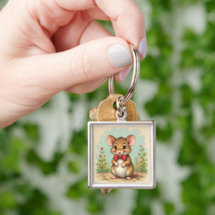 Süße entzückende kleine Maus mit Krawatte Schlüsselanhänger