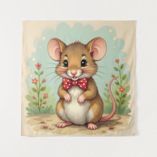 Süße entzückende kleine Maus mit Krawatte Wandteppich