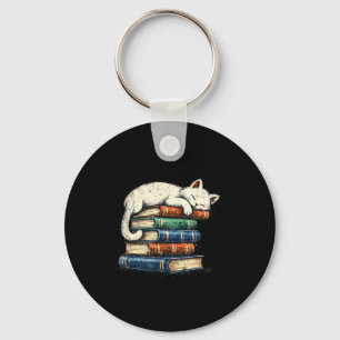 Süße entzückende schlafende Katze und Bücher lusti Schlüsselanhänger