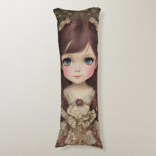 Süße entzückende Vintage-Chibi-Kawaii-Mädchen-Kuns Seitenschläferkissen