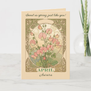 Süße Erbse April Geburtsmonatsblume Karte