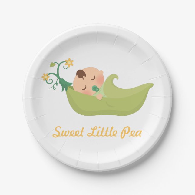 Süße Erbse ein in den Pappteller (Vorderseite)