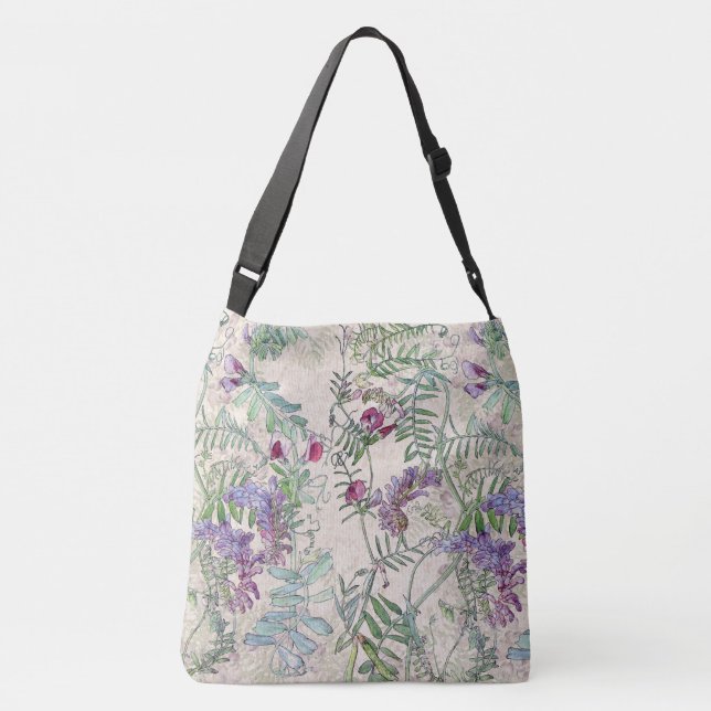 Süße Erbselathyrus-Wildblume-Blumen-Taschen-Tasche Tragetaschen Mit Langen Trägern (Rückseite)