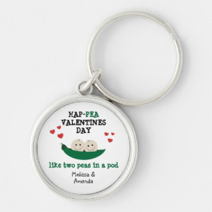 Süße Erbsen in einem Pod-Hap-Pea-Valentinstag Schlüsselanhänger