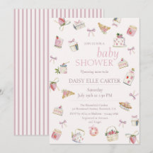 Süße Erdbeer-Dessert-Baby-Shower-Wasserfarbe