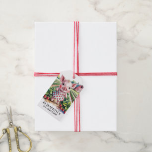 Süße Erdbeer-Farm-Schwein-Mädchen 1. Geburtstagsfe Geschenkanhänger