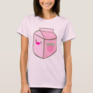 SÜßE ERDBEER MILCH KARTON GLÜCKLICHES GESICHT LECK T-Shirt