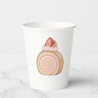 Süße Erdbeer-Schweizer-Rolle-Wasserfarben-Illustra Pappbecher