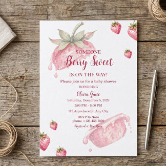 Süße Erdbeerbaby-Einladung zur Babyparty Einladung