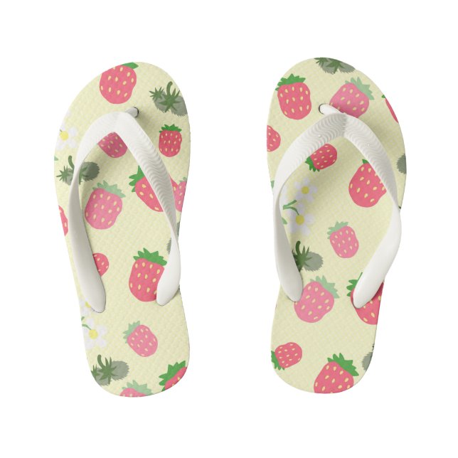 Süße Erdbeere Gelb. Kid's Flip Flops (Fußbett)