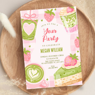 Süße Erdbeere Matcha süß Einladung