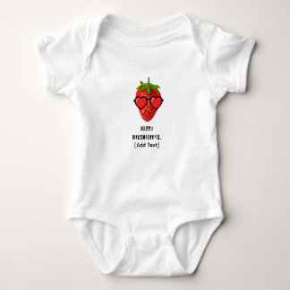 Süße Erdbeere mit Herz-Sonnenbrille Baby Strampler