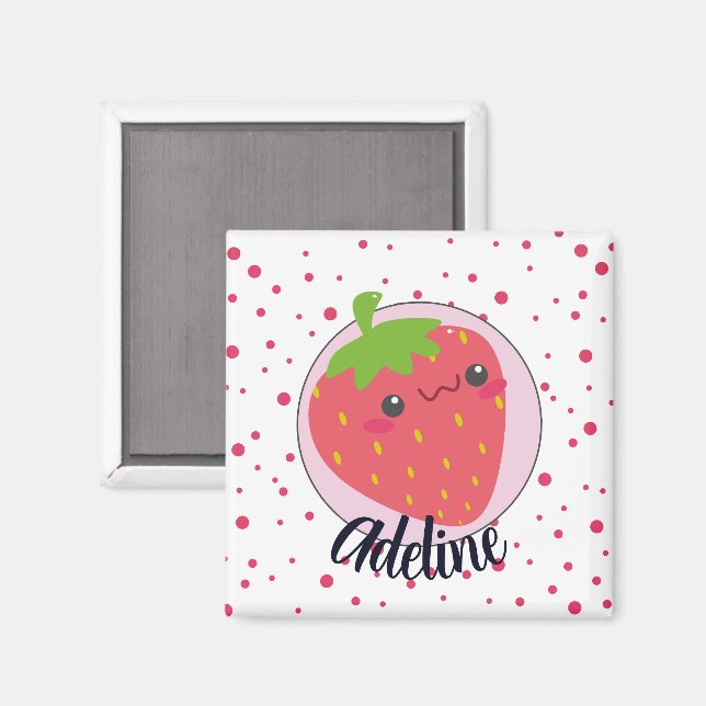 Süße Erdbeere Punkte personalisiert Magnet (Vorderseite/Rückseite)