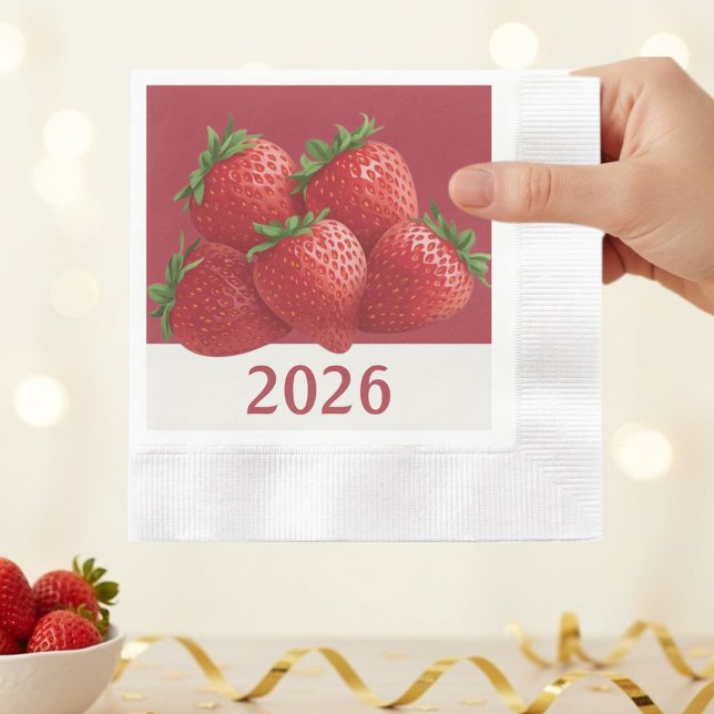 Süße Erdbeere Silvester Serviette (Von Creator hochgeladen)