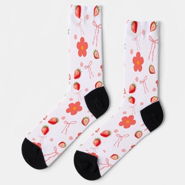 Süße Erdbeere Socken (Linkes Detail)