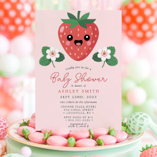 Süße Erdbeeren-Baby-Party Einladung