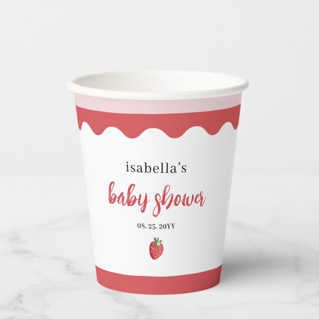 Süße Erdbeeren-Baby-Party Pappbecher (Vorderseite)