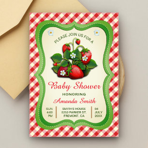 Süße Erdbeeren-Baby-Shower-Einladung Einladung
