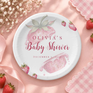 Süße Erdbeeren Baby Shower Papier-Teller Pappteller