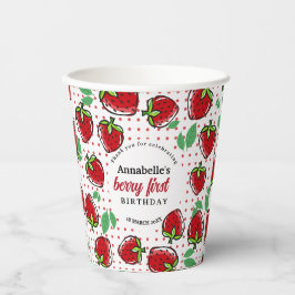 Süße Erdbeeren-Beeren-Erstgeburtstagsfeier Pappbecher