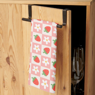 Süße Erdbeeren & Blumen Küchenhandtuch Geschirrtuch
