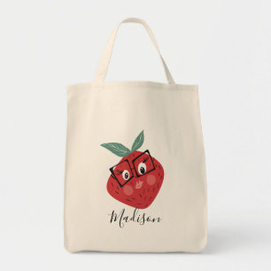 Süße Erdbeeren Cartoon Handgezeichnete Bibliothek Tragetasche