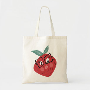 Süße Erdbeeren Cartoon Handgezeichnete Bibliothek Tragetasche