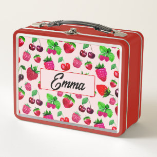 Süße Erdbeeren-Frucht-Kinder-Metall-Lunchbox Metall Brotdose