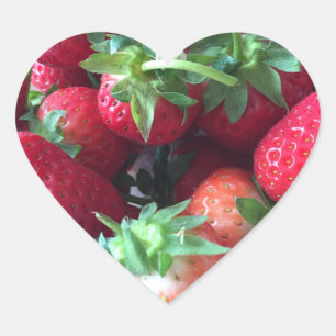 Süße Erdbeeren Herz-Aufkleber