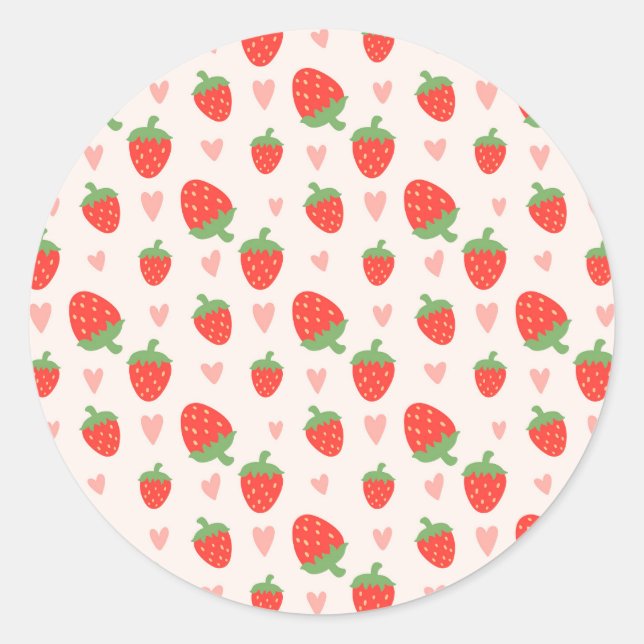 Süße Erdbeeren & Herzen Aufkleber (Vorderseite)