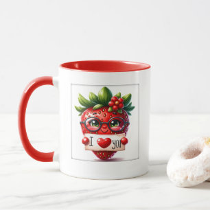 Süße Erdbeeren Liebeswort Kunst Tasse