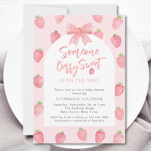 Süße Erdbeeren Mädchen Baby Shower Einladung