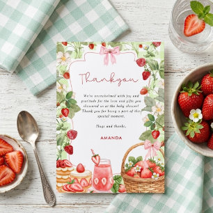 Süße Erdbeeren mit rosa Schleife Baby Shower Einladung