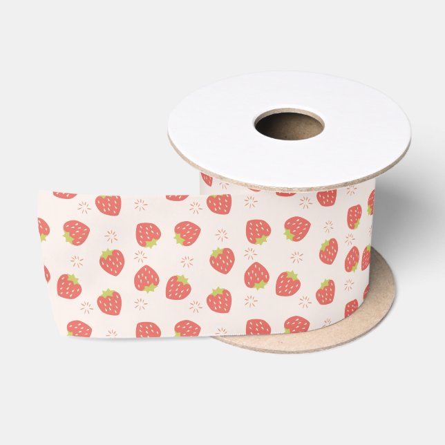 Süße Erdbeeren Muster  Satinband (Spule)
