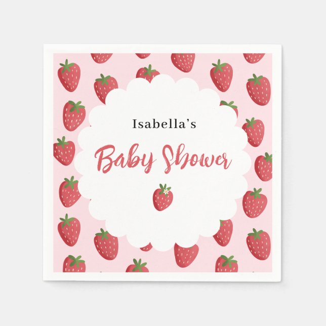 Süße Erdbeeren Personalisierte Babyparty Serviette (Vorderseite)