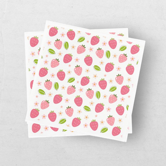 Süße Erdbeeren Rosa Mädchen Geburtstag Papier Serv Serviette (Von Creator hochgeladen)