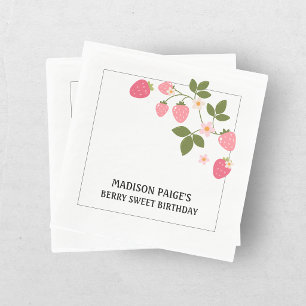 Süße Erdbeeren Rosa Mädchen Geburtstag Papier Tell Serviette