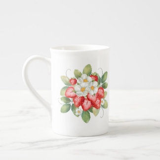 SÜSSE ERDBEEREN- UND BLUMENDRUCK-KAFFEE PROZELLANTASSE