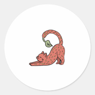 Süße Erdbeerenkatze 🐈🍓 Runder Aufkleber