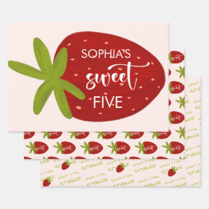 Süße Erdbeerkinder-Geburtstag Geschenkpapier Set