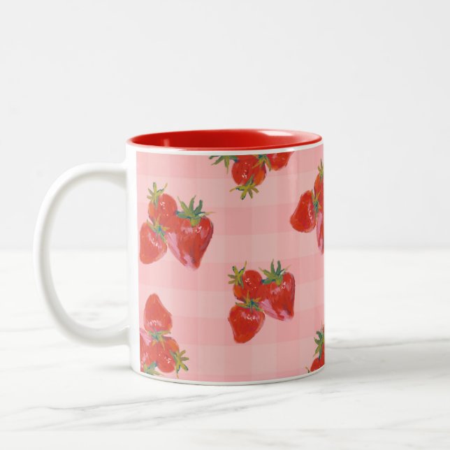 Süße Erdbeertasse 🍓 Zweifarbige Tasse (Links)