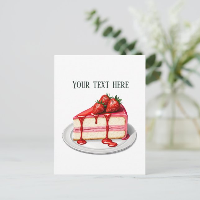 Süße Erdbeertorte Bäckerei anpassbar Postkarte (Stehend Vorderseite)