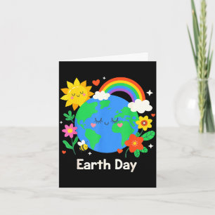 Süße Erde-Tag-Regenbogen-Blumen-Planet-Retro Karte