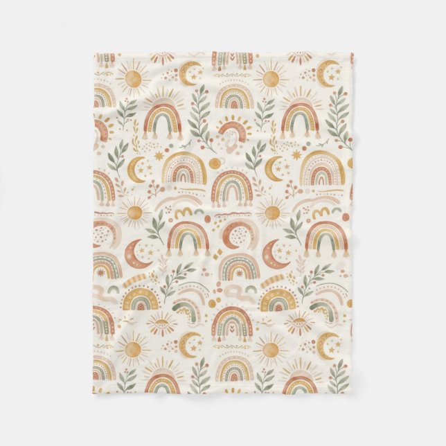 Süße Erdig Boho Regenbogen Personalisierte Baby Fl Fleecedecke (Vorderseite)